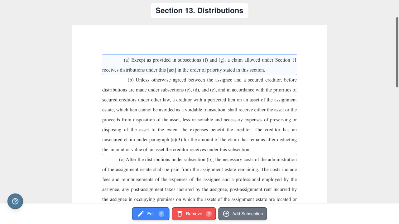 Motions and Technical Edits